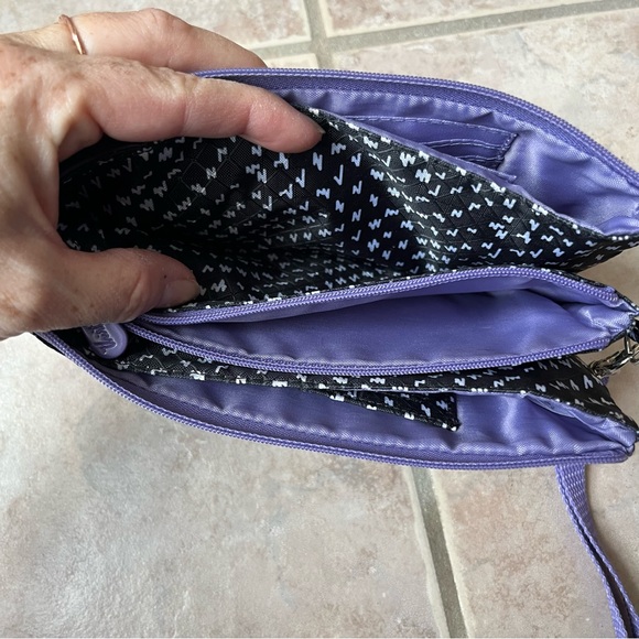 Thirty One Easy Going Wristlet | Lil’ Scribbles | Black & Purple | Clutch - Picture 6 of 9